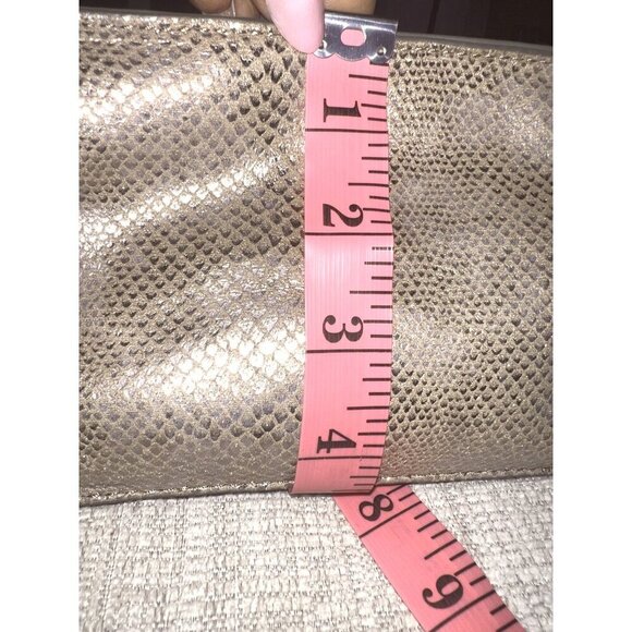 Antonio Melani | Gold Metallic Reptile Pattern Shoulder Bag Tote - Picture 6 of 10